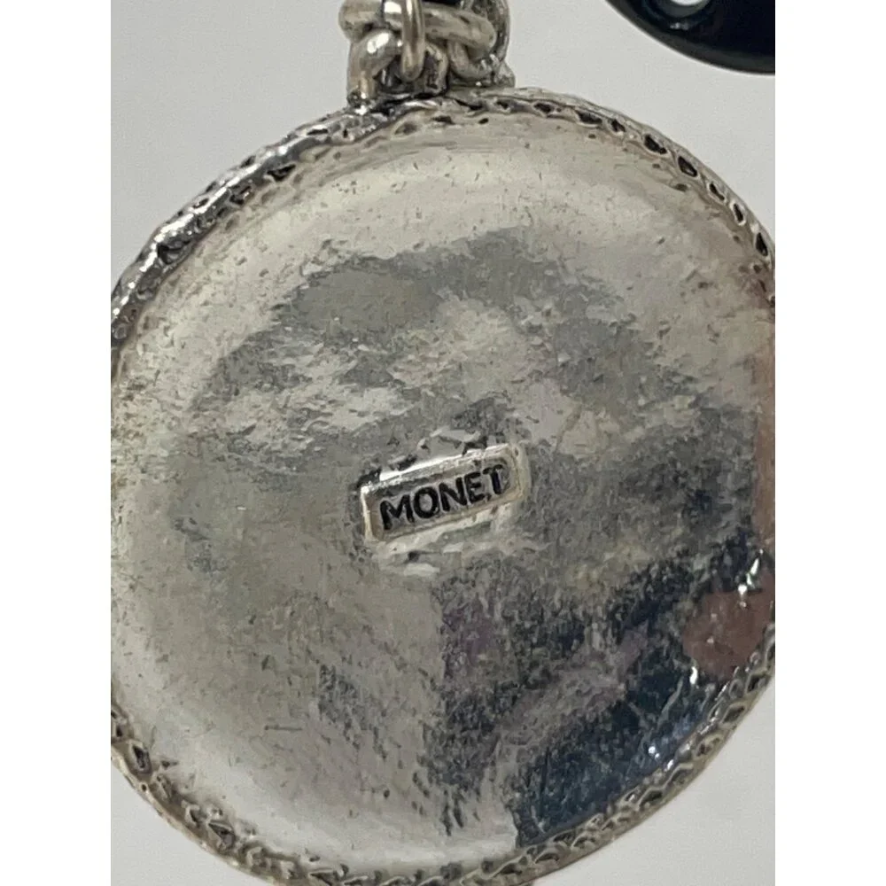 Monet Earrings  1” Silvertone Vintage 2